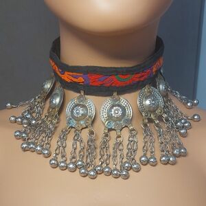 Vintage Kuchi tribal choker necklace Coin Belly Dancing